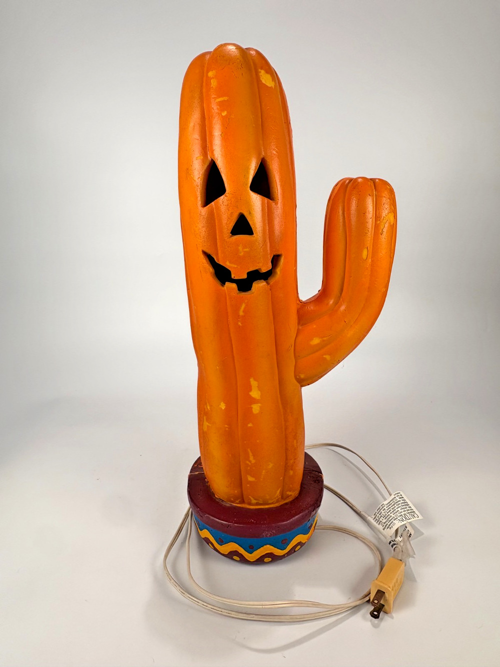 VTG WORKS 1995 Trendmasters CACTUS Jack-O-Lantern Blow Mold Saguaro LIGHT UP